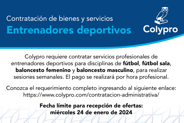 Anuncio Contratación de Bienes y Servicios Colypro Entrenadores deportivos